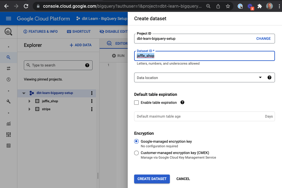 Bigquery Create Dataset ID